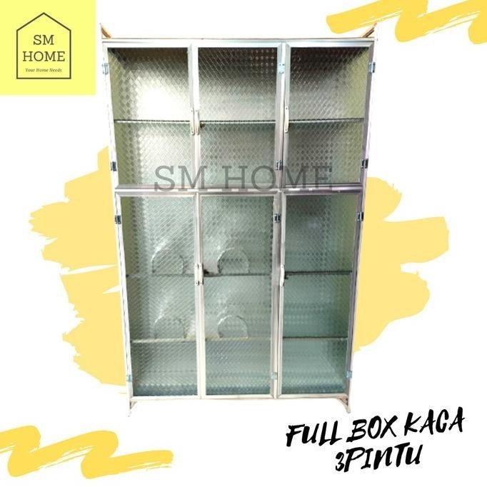 Spy Rak Piring Full Box 3Pintu Aluminium Bawah Keramik Lemari Dapur Xavanca