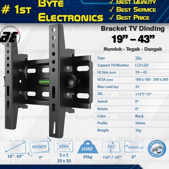 Braket Briket Bracket Tv Led 24 32 40 Inch - Breket Tv 32 40 Inch Tilt