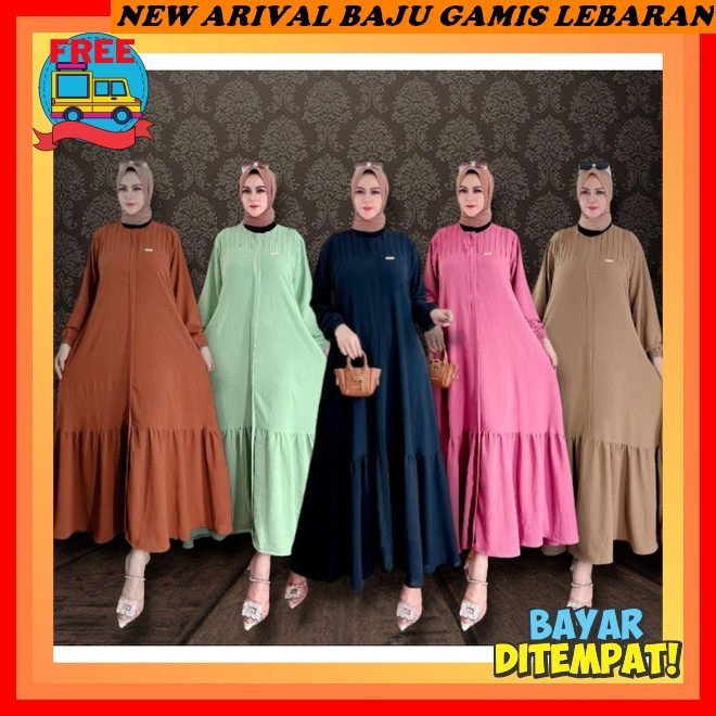 Dress Lebaran Kekinian Terbaru 2024 Rayon Bahan Adem Premium S M L Xl Bj Pakaian Wanitaa Kekinian At
