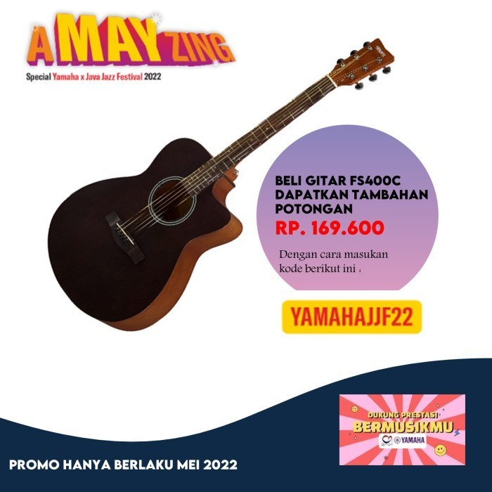 Yamaha Guitar/ Gitar Fs400C Fs 400C Fs 400 Smb Gitar Akustik
