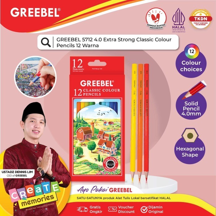 

Lucu Greebel Pensil Warna 5712 Classic Color Isi 12 Colouring Color Pencil Promo