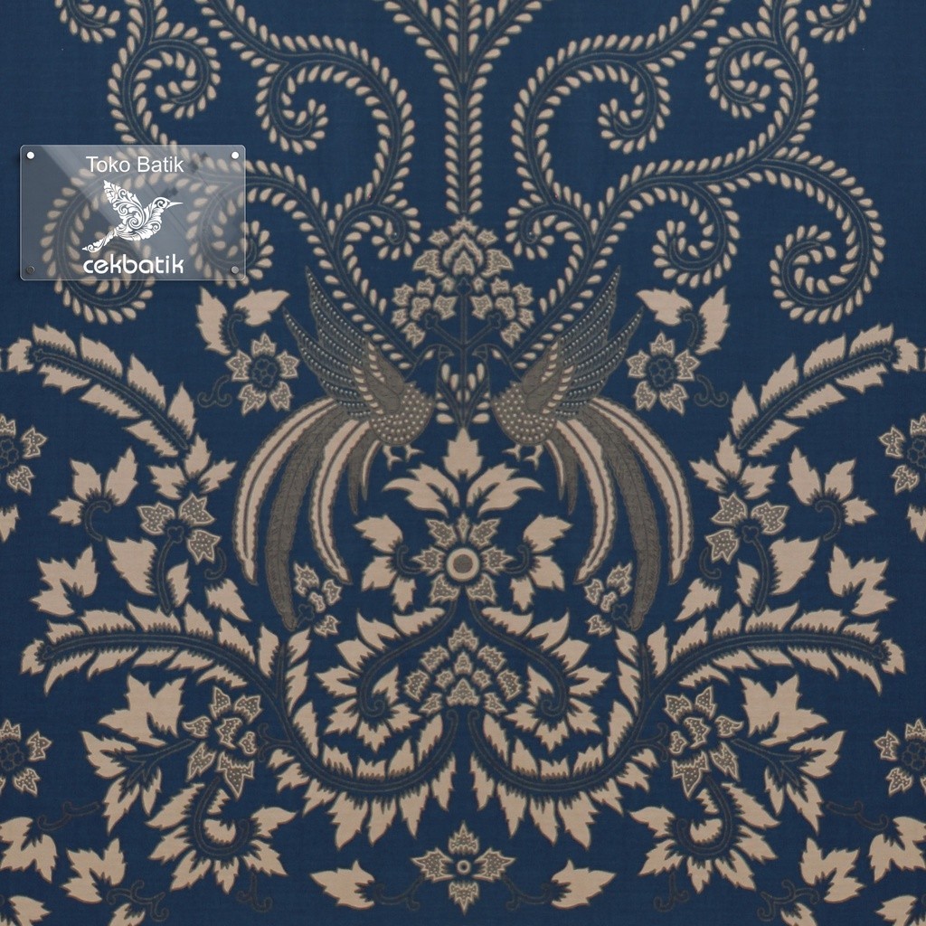 kain batik - Kualitas Ekspor Motif Batik Burung Kembar Sogan V9 (Biru)