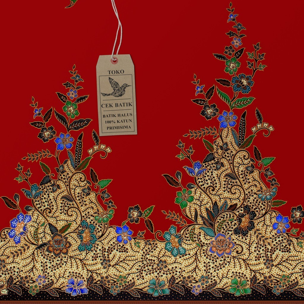 kain batik - Motif Batik Bunga Fashion (Merah)