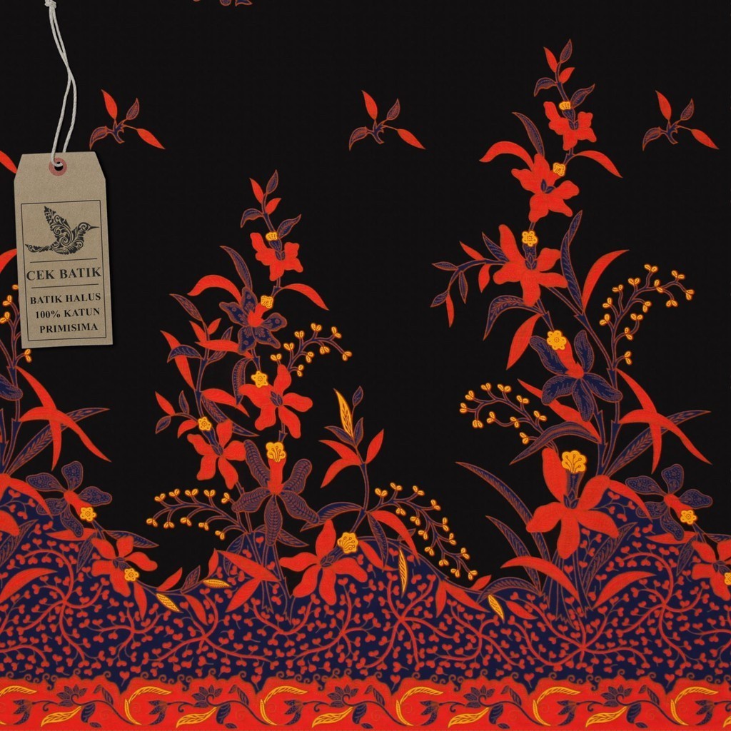 Kain Batik Hitam Manis Motif Bunga Akar