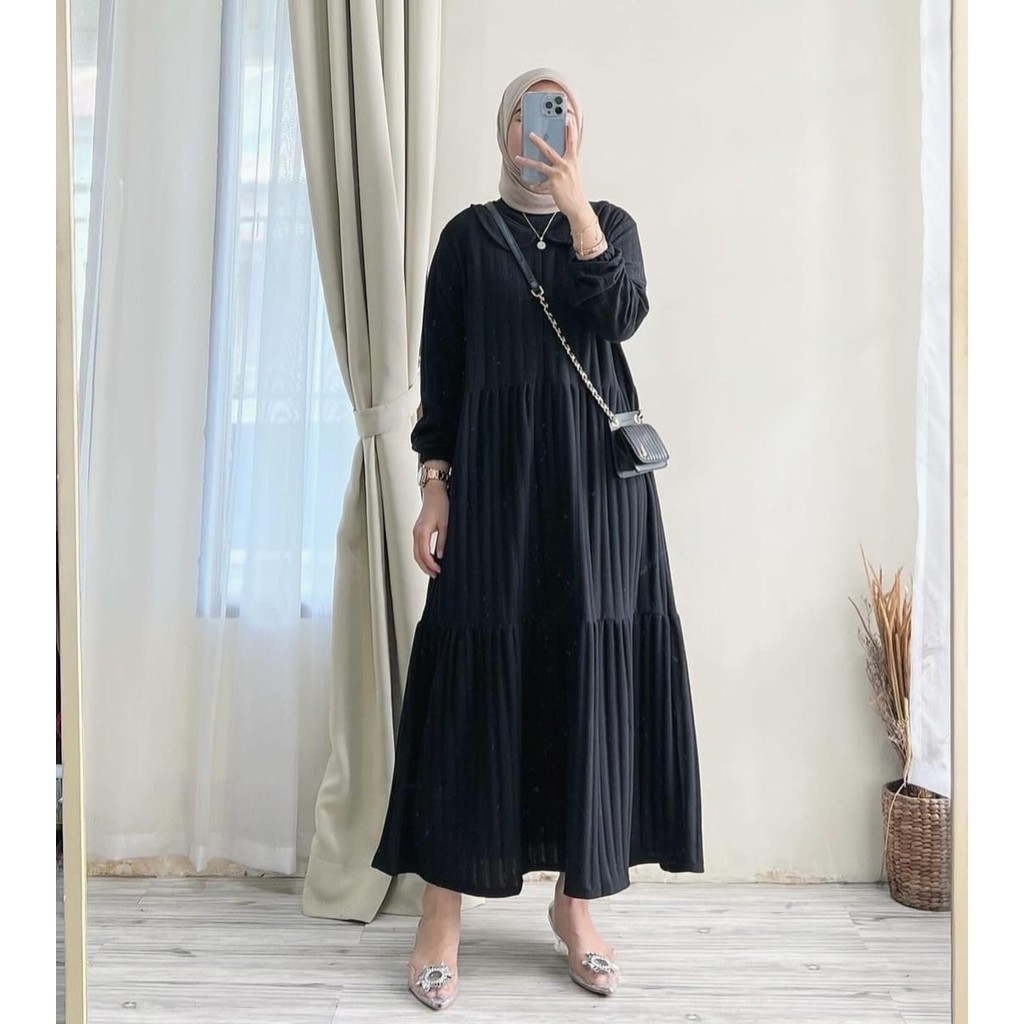 gamis muslim wanita busui kaos knit rajut import terlaris termurah