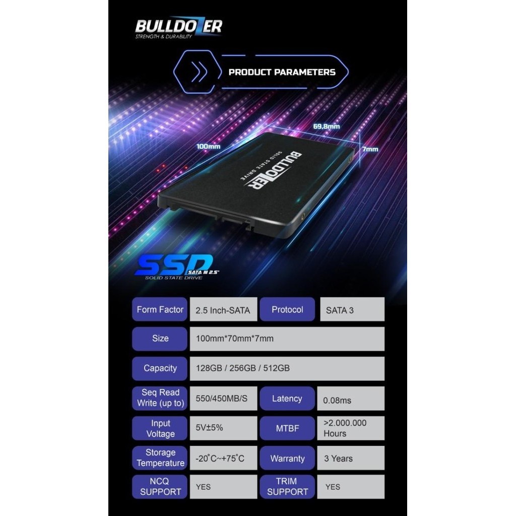 SSD BULLDOZER 256GB SATA Berkualitas
