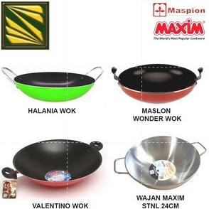 Maxim Valentino Wok Wajan Teflon Anti Lengket Ukuran 30Cm Dan 36 Cm Kualitas Premium
