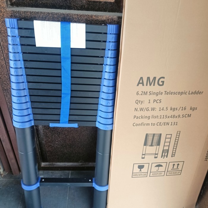 TANGGA TELESKOPIK 6METER ALUMINIUN (BIRU)
