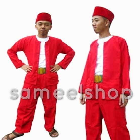 Pakaian Adat Betawi Setelan Baju Pangsi Betawi Paket Baju Sabuk Peci