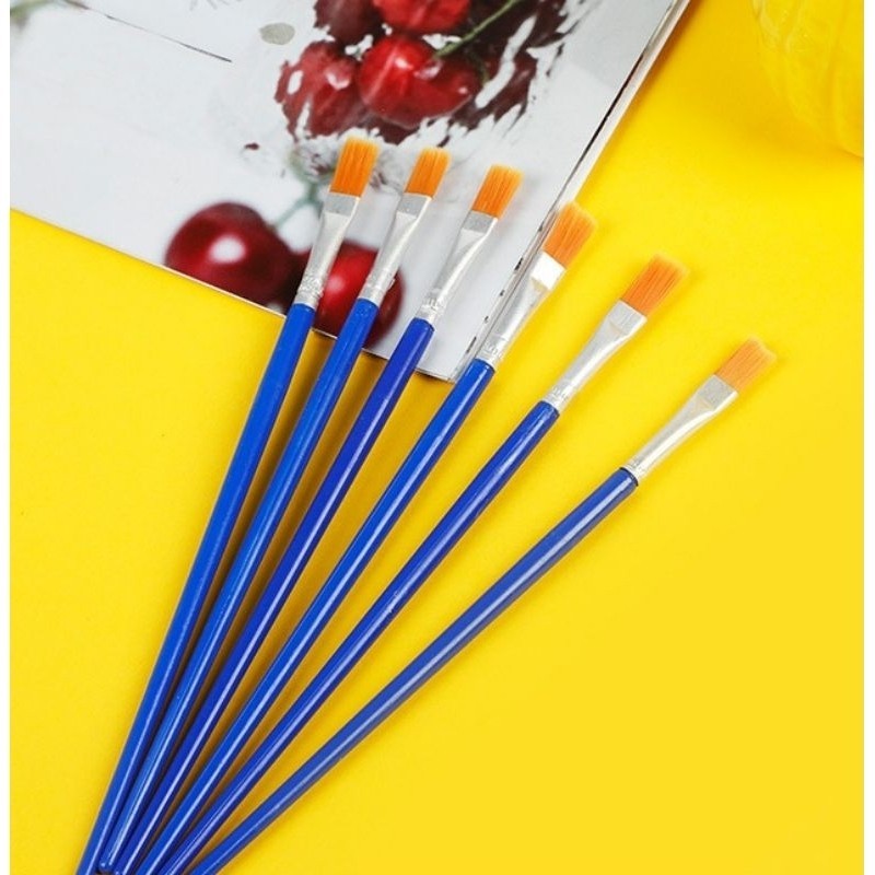 

100 PCS KUAS LUKIS FLAT KUAS NYLON DATAR PAINT BY NUMBER FLAT BRUSH KUAS ROUND NYLON