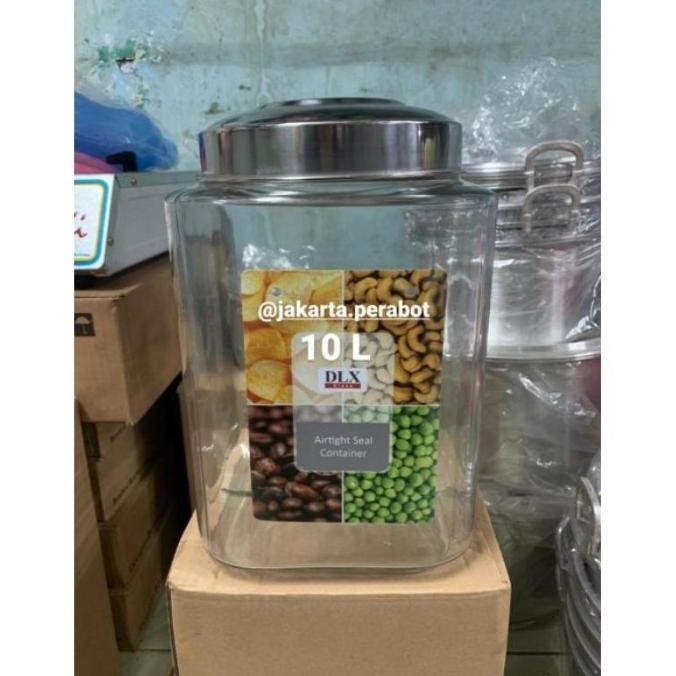 Dlx Glass - Toples Kaca / Toples Kerupuk / Toples Asinan Segi 10 Liter Heyuna054