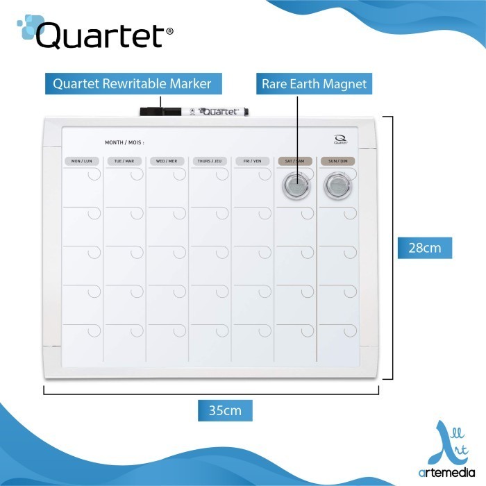 

BARANG TERLARIS Quartet Whiteboard - Whiteframe Planner 11'x14' (28cmx36cm)