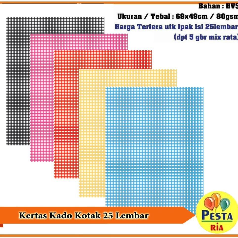 

Beli sekarang, dapatkan pengalaman belanja terbaik." Murah!! (1Set isi 25Lmbr) Kertas Kado Motif KOTAK, Kertas kado, Bungkus kado motif Kotak-kotak ||