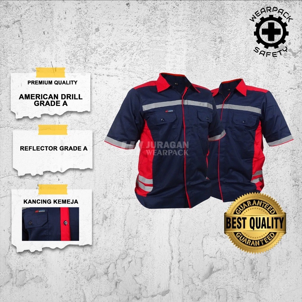 [FRESH STYLE] GET IT NOW Baju Wearpack Safety Wearpack Kerja Lengan Pendek Varian Kemeja