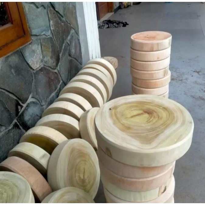 Terbaik Talenan Kayu Tebal Ukuran 40 CM / Talenan Daging / Talenan Kayu Bulat - 35 CM ~