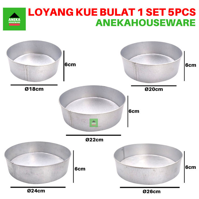 

Houseware Loyang Cetakan Kue Lu Bulat 1Set 5Pcs Bahan Alumunium