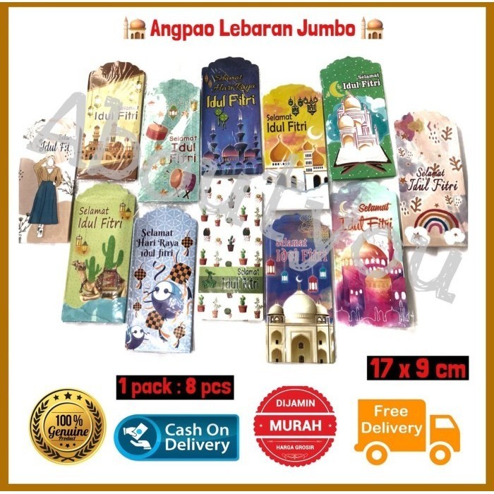 

8Pcs Amplop Lebaran Angpau Idul Fitri Besar Motif Ic
