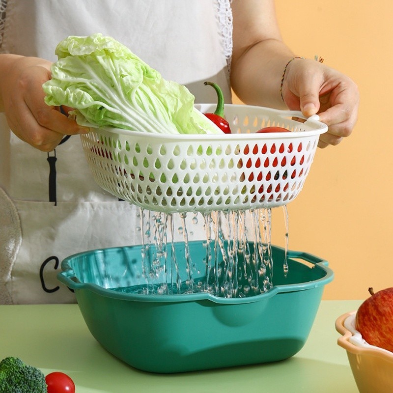 YPH KERANJANG SAYUR SARINGAN 8 BUAH SET SAYUR PLASTIK BASKOM CUCI SAYUR KERANJANG SARINGAN BUAH