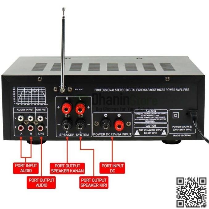 Perlengkapan Audio Power Amplifier Equalizer Bluetooth Karaoke Stereo Sunbuck 2000 Watt