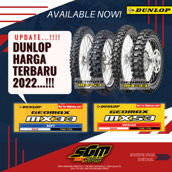 PROMO BAN TRAIL DUNLOP GEOMAX MX 53 UKURAN RING 18 / 19 / 21 #ORIGINAL