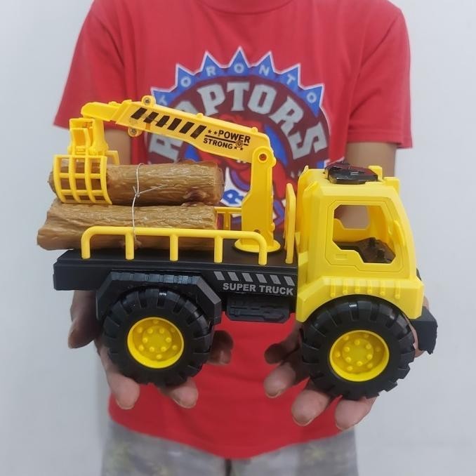 Mainan Truk Crane Angkut Kayu - Miniatur Mobil Mobilan Anak Laki Cowok