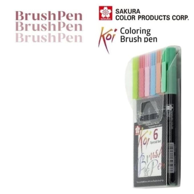 

Sakura Koi Coloring Brush Pen Pastel Set 6, Brushpen.