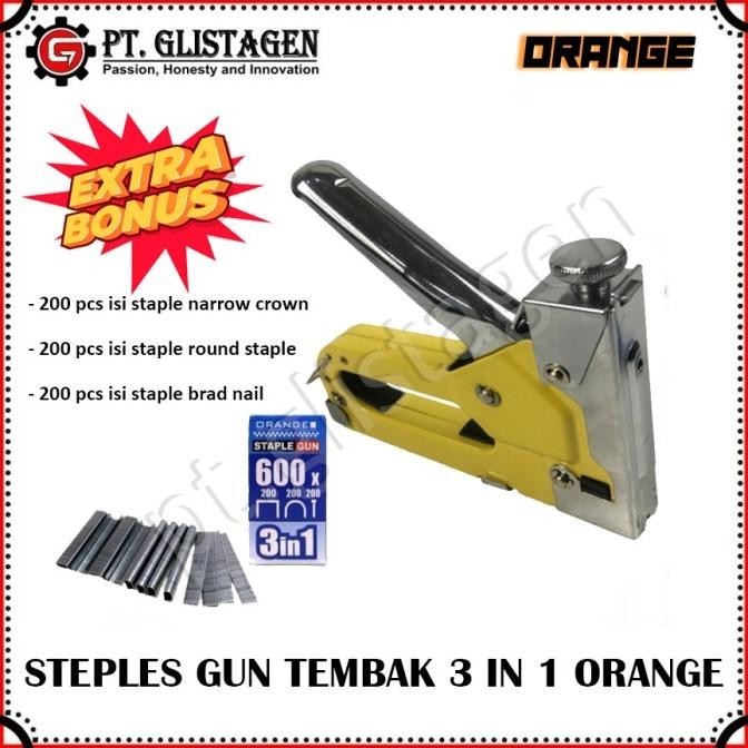

Steples 3 In 1 Gun Tembak Jok Hekter Tacker Paku Orange 4 - 14 MM