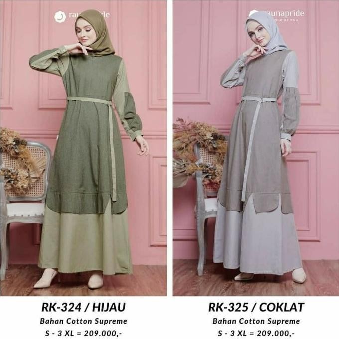 Trend Gamis Rauna Rk 325 Coklat / Rk324 Hijau Pengiriman Cepat
