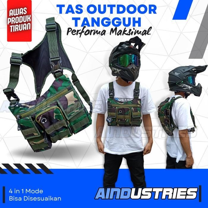 Rompi Berburu Camo Loreng Army Waterproof Model Tas Dada Anti Air