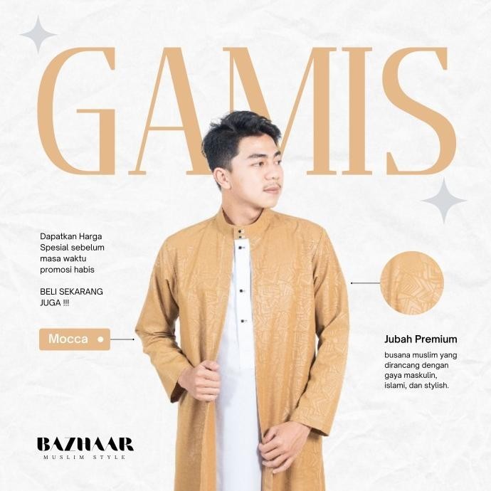 Gamis Pria 2 In 1 Luar Dalam Lengan Panjang Jubah Embos Motif