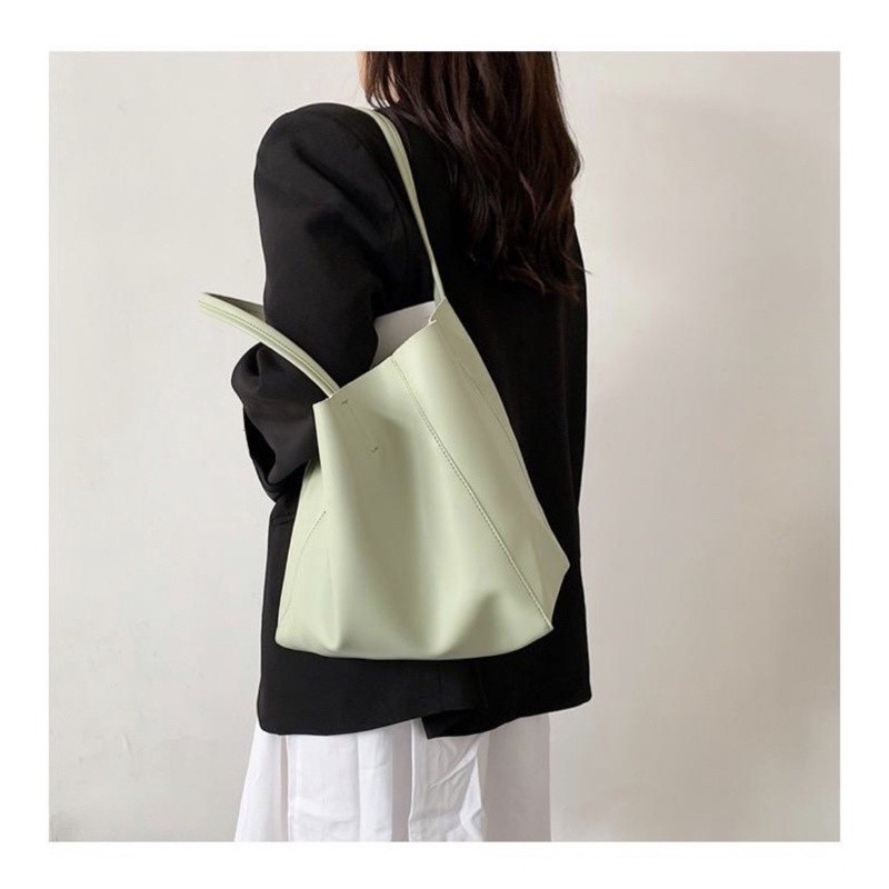 [BEST DEAL] Tas wanita besar Tote bag Kirei Magnetic Button/zipper Sage Mint Beauty Gum