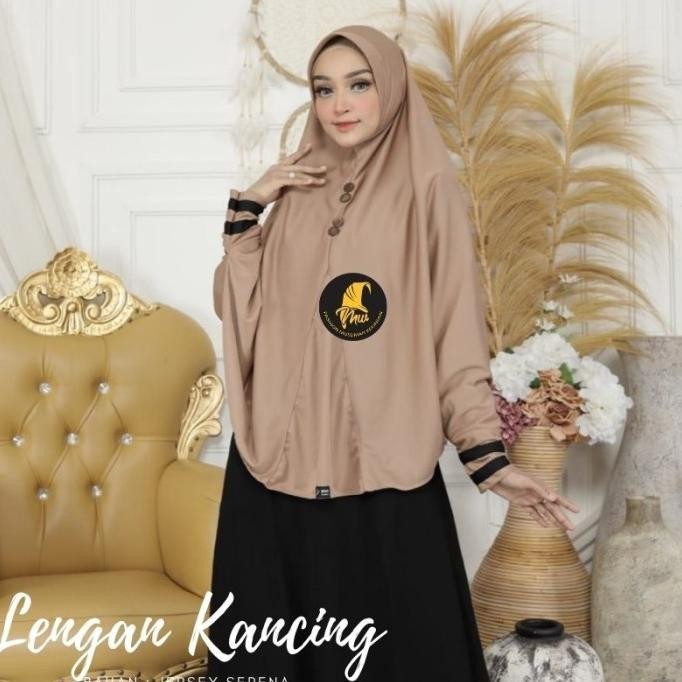 Hijab Lengan Panjang Jilbab Jumbo Bahan Jersey, Lengan Kancing Murah