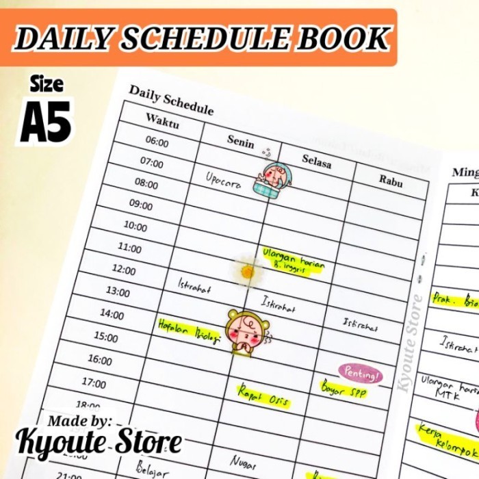 

Promo Bulan Ini Kyoute Daily Planner Schedule Book A5 Catatan Agenda Kegiatan Harian Sale!!!