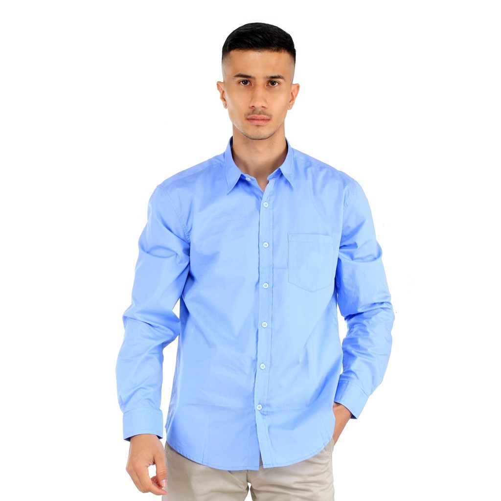 Promo Mega Sale 2.2 // Benhill Kemeja Pria Kantor Katun Lengan Panjang Light Blue 22093-32247