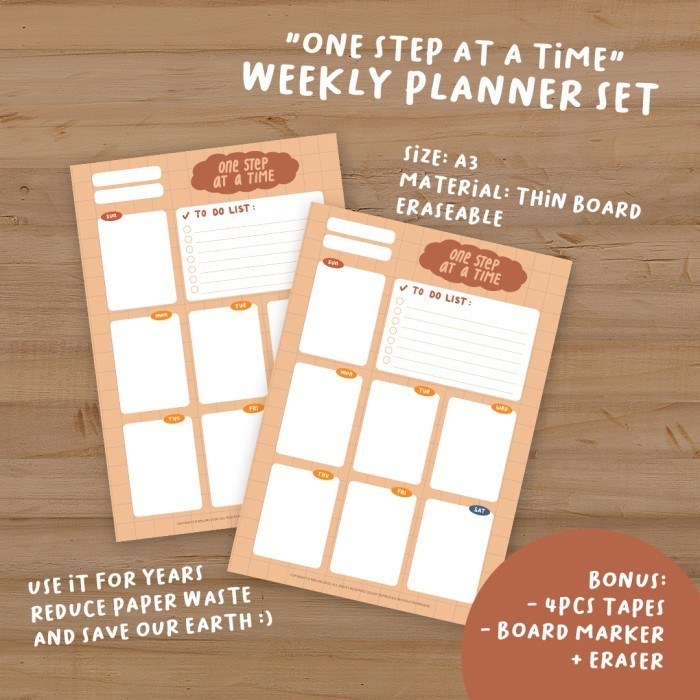 

Promo Bulan Ini Weekly Planner "One Step At A Time" | Papan Jadwal Mingguan | Journal Hemat