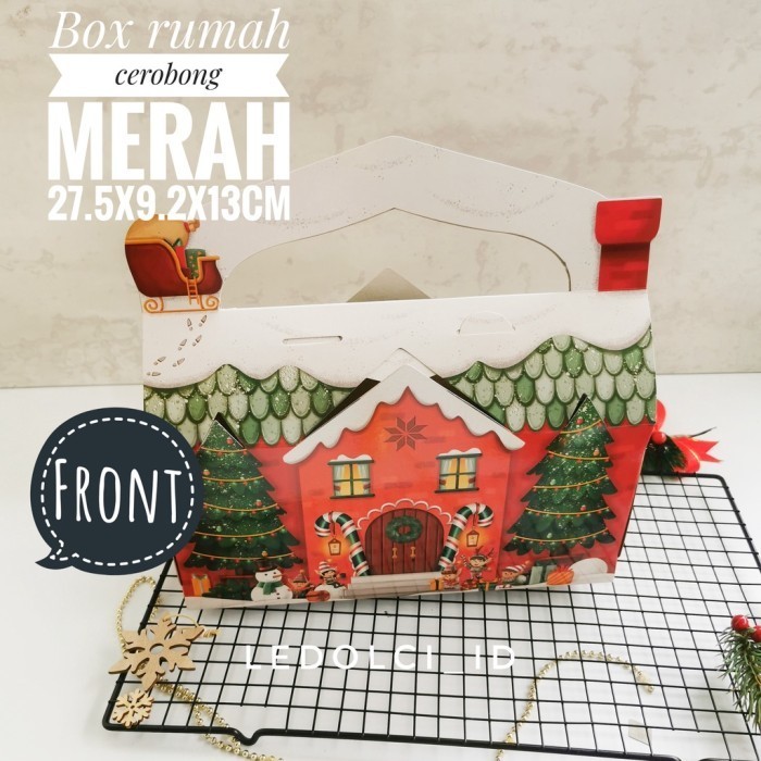 

*#*#*#] BOX TOPLES TABUNG NATAL CHRISTMAS RUMAH CEROBONG MERAH 27.5x9.2x13 CM