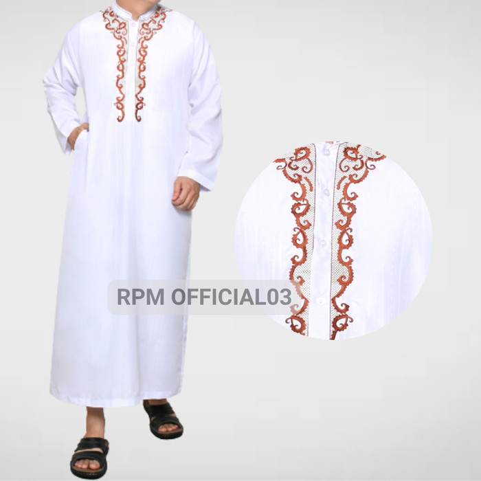 LANGSUNG KIRIMBaju Gamis Jubah Pria Umroh Haji Ihram Katun Putih Kualitas Premium - Putih G11, Lhita