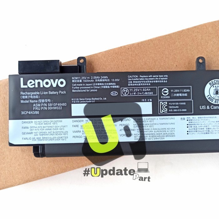 Baterai Lenovo Thinkpad T460S T470S 00Hw022 00Hw023 00Hw036 Type-B