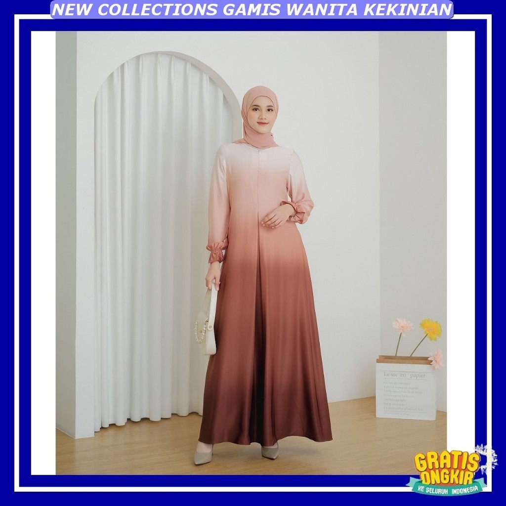 Gamis Shimmer Silk Premium Jumbo Dtees Partyy Wamita Bahu Kondangan Baku Ied Raya Terbaru 2024 Baju 