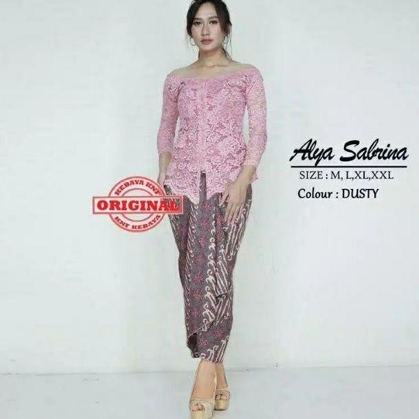 Big Sale Setelan Kebaya Alya Sabrina +Rok Plisket /Lilit Songket Size M-Xxl Terbaik
