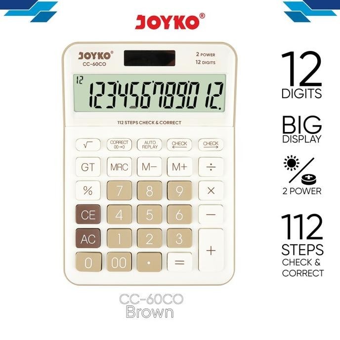 

Miliki Calculator Kalkulator Joyko CC-60CO 12 Digits Check Correct - Brown !