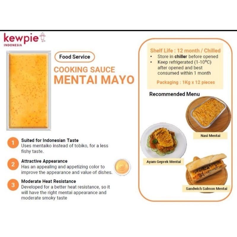 

KEWPIE COOKING SAUCE MENTAI MAYO 1KG/ KEWPIE SAUS MENTAI 1KG