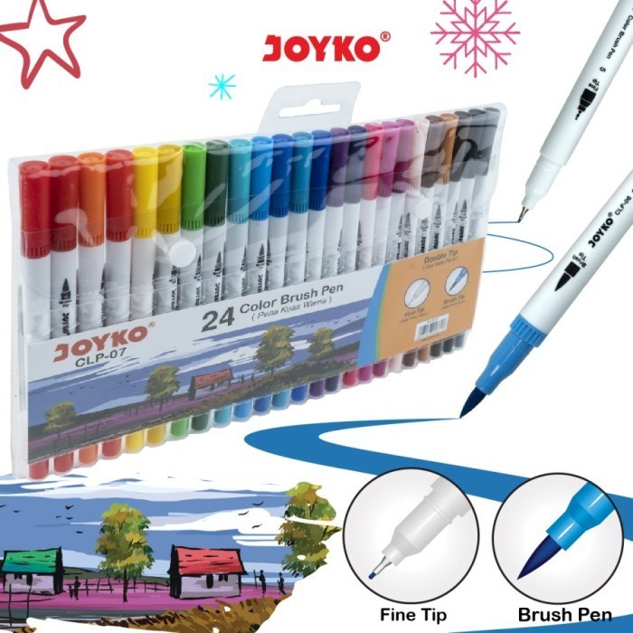 

Joyko Color Brush Pen Double Tip Set (24-warna) CLP-07 Free Buble Warp DISKON