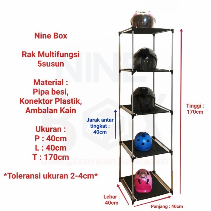 Rak Tas/Tempat Tas/Rak Helm/Tempat Helm/Rak Besi 5 Susun Nine Box
