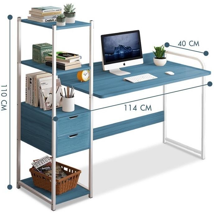 Diskon Bg Sport Meja Komputer Belajar Minimalis Serbaguna B2004 Blue Xanipxa