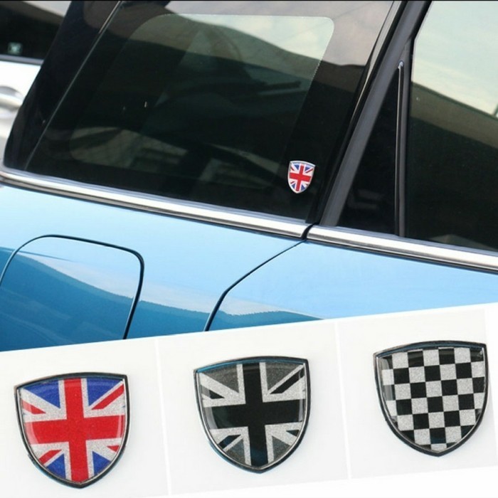 EMBLEM MINI COOPER BADGE STICKER EMBOSS UNION JACK TIMBUL EMBLEM MOBIL