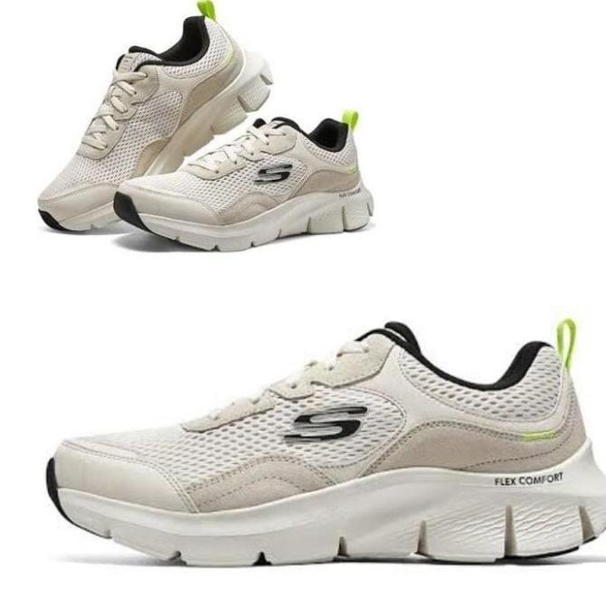 Sepatu Sneakers Pria Skechers  Flex Comfort 232685 Off-White Original Tashirokase