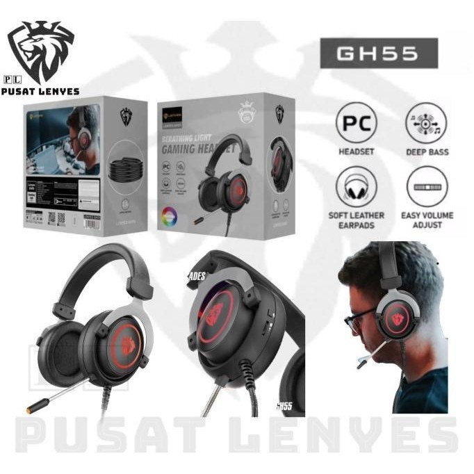 Gh55 - Headphone Lenyes Gh-55 Headset Gaming Breathing Light Deep Bass Runabenkei90