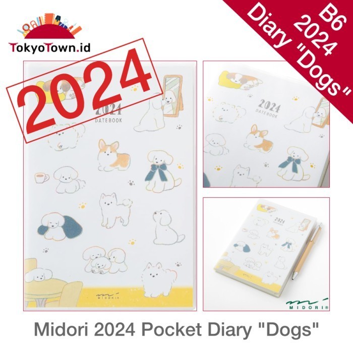 

Update Midori Pocket Diary â€œDogsâ€ Weekly Planner 2024 B6 Journal Bergaransi