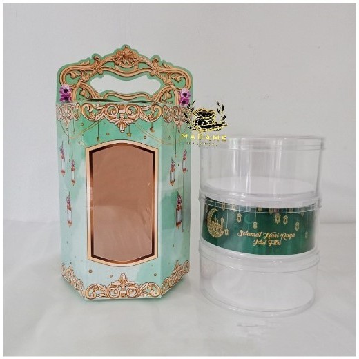 Box Kue 3 Toples Lebaran / Dus Box Kue Kering Lebaran Hijau